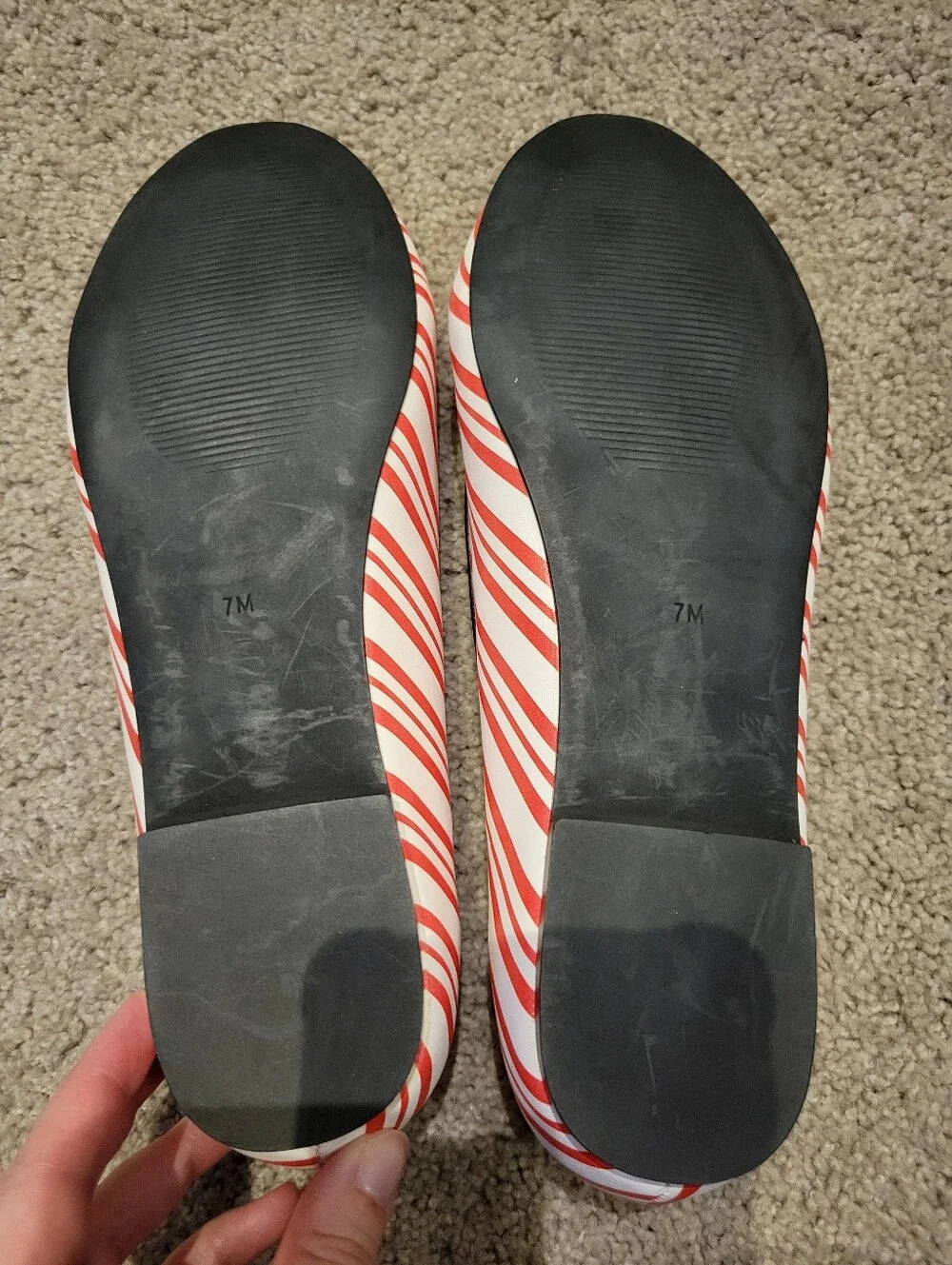 Strange Cvlt Candy Cane Striped Jack-O'-Lantern Ballet Flats